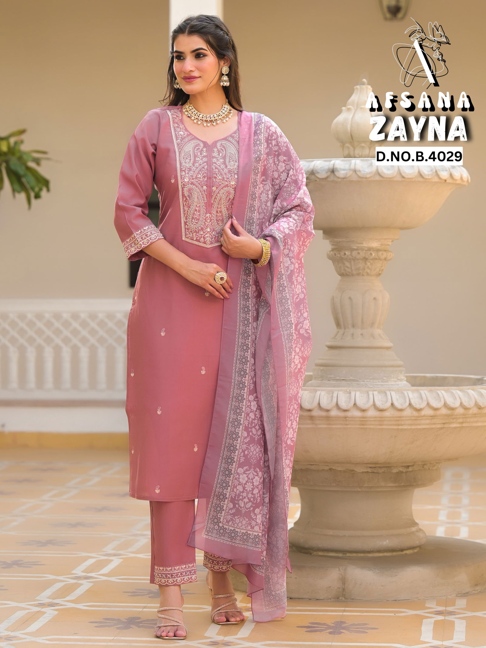 Zayna 4030 By Afsana Roman Embroidery Readymade Suits Orders In India